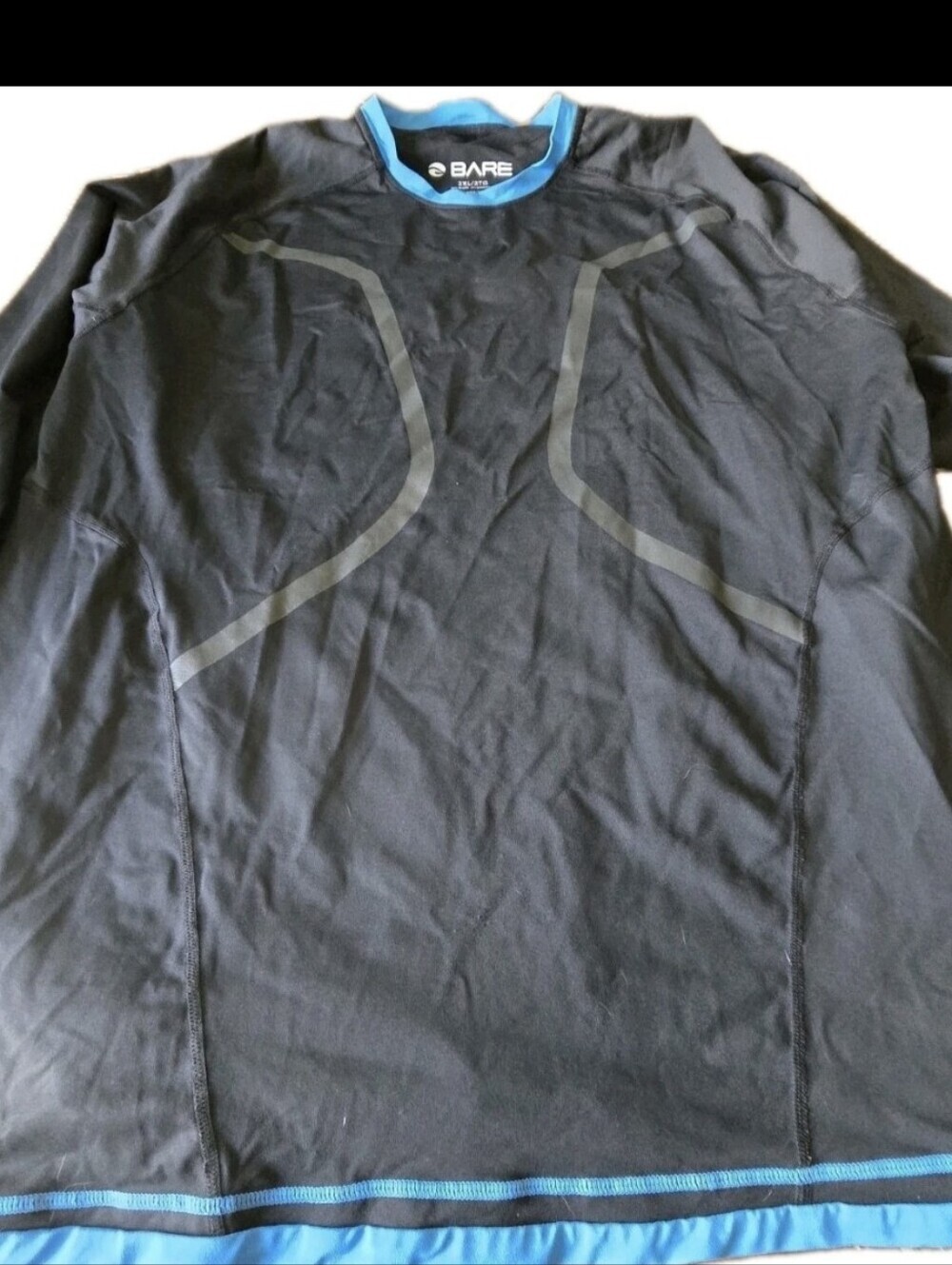 BARE Men's Tech Guard Shirt 2XL Black Blue Compression Base Layer 2XL